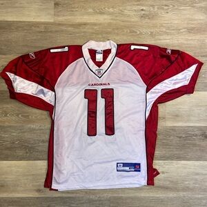 Authentic mens Larry Fitzgerald 48 white and red cardinals jersey